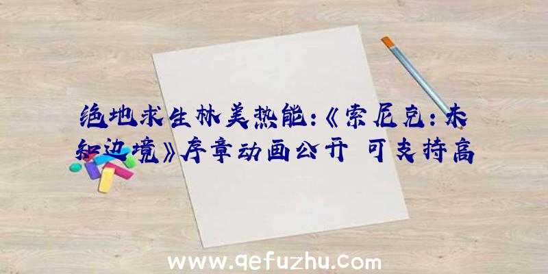 绝地求生林美热能：《索尼克：未知边境》序章动画公开
